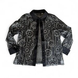 Bob Mackie Black and Silver Blouse
